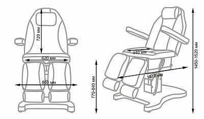 Педикюрное кресло ШАРМ-03, 3 мотора, Чёрный: вид 11