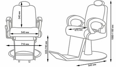 Кресло мужское Барбер МД-8771 Черный: вид 7